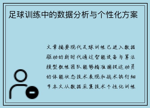 足球训练中的数据分析与个性化方案